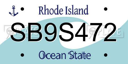 SB9S472 Rhode Island License Plate