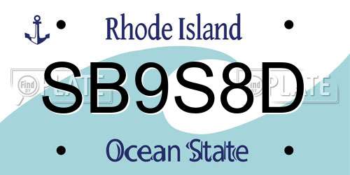 SB9S8D Rhode Island License Plate
