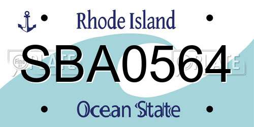SBA0564 Rhode Island License Plate