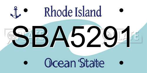 SBA5291 Rhode Island License Plate