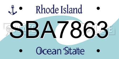 SBA7863 Rhode Island License Plate