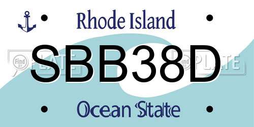 SBB38D Rhode Island License Plate