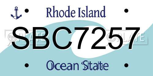 SBC7257 Rhode Island License Plate