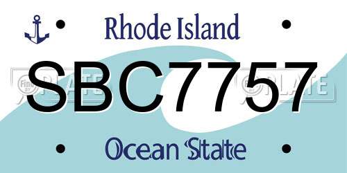 SBC7757 Rhode Island License Plate