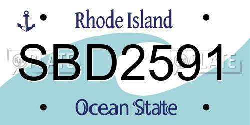 SBD2591 Rhode Island License Plate