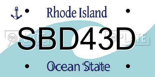 SBD43D Rhode Island License Plate