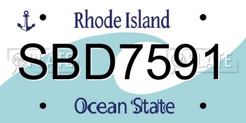 SBD7591 Rhode Island License Plate