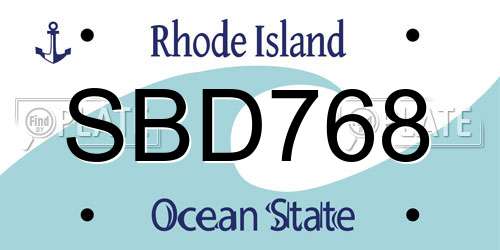 SBD768 Rhode Island License Plate
