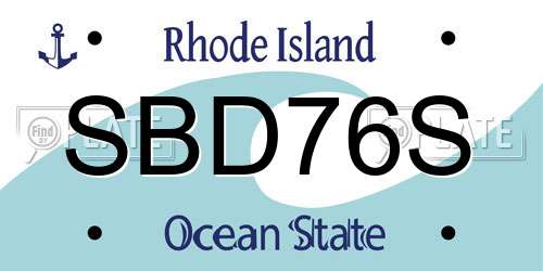 SBD76S Rhode Island License Plate