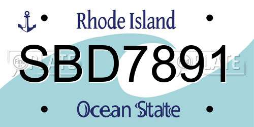 SBD7891 Rhode Island License Plate