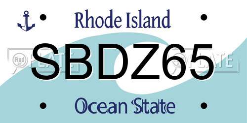 SBDZ65 Rhode Island License Plate