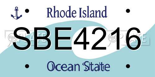 SBE4216 Rhode Island License Plate