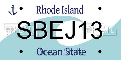 SBEJ13 Rhode Island License Plate