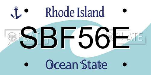 SBF56E Rhode Island License Plate