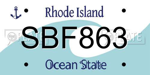 SBF863 Rhode Island License Plate