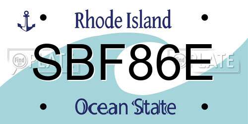 SBF86E Rhode Island License Plate