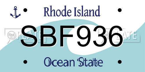 SBF936 Rhode Island License Plate