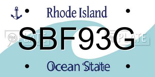 SBF93G Rhode Island License Plate