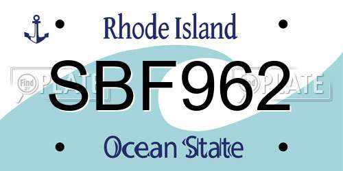 SBF962 Rhode Island License Plate