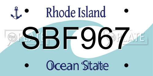 SBF967 Rhode Island License Plate