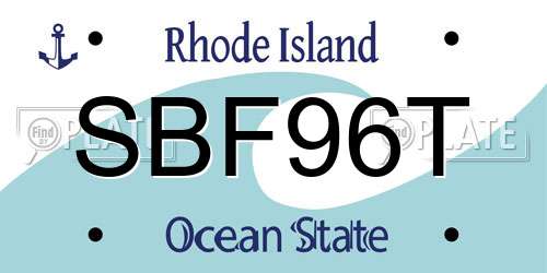 SBF96T Rhode Island License Plate
