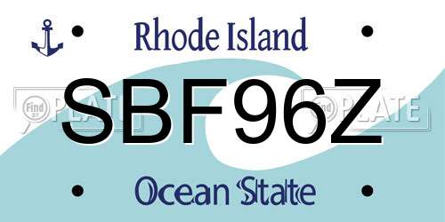 SBF96Z Rhode Island License Plate