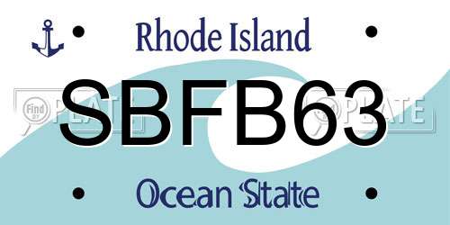 SBFB63 Rhode Island License Plate