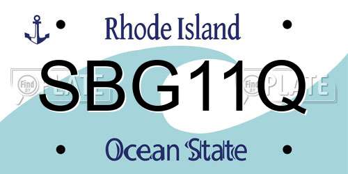 SBG11Q Rhode Island License Plate
