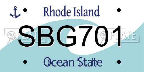 SBG701 Rhode Island License Plate