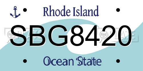 SBG8420 Rhode Island License Plate