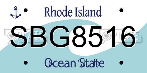 SBG8516 Rhode Island License Plate