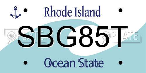 SBG85T Rhode Island License Plate