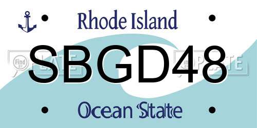 SBGD48 Rhode Island License Plate