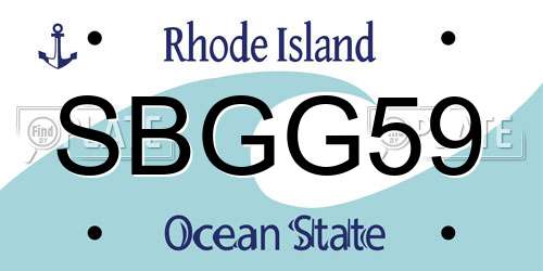 SBGG59 Rhode Island License Plate