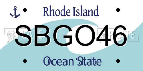 SBGO46 Rhode Island License Plate