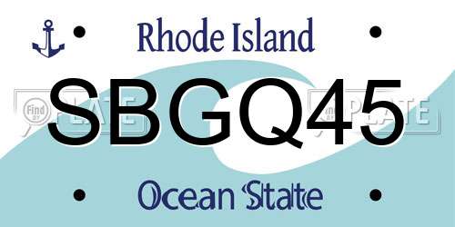 SBGQ45 Rhode Island License Plate