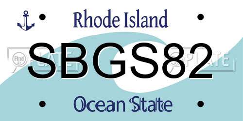 SBGS82 Rhode Island License Plate