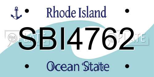 SBI4762 Rhode Island License Plate