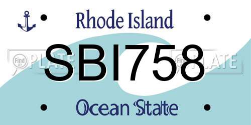 SBI758 Rhode Island License Plate