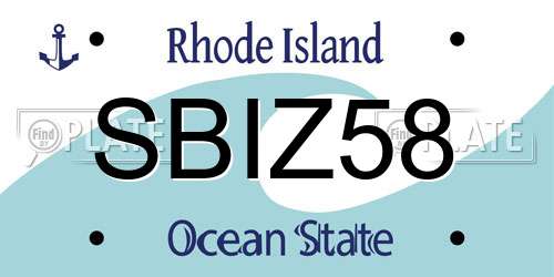 SBIZ58 Rhode Island License Plate