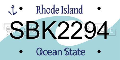 SBK2294 Rhode Island License Plate
