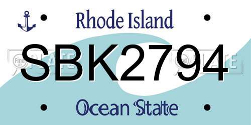 SBK2794 Rhode Island License Plate