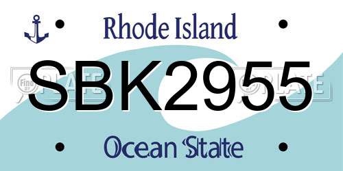 SBK2955 Rhode Island License Plate