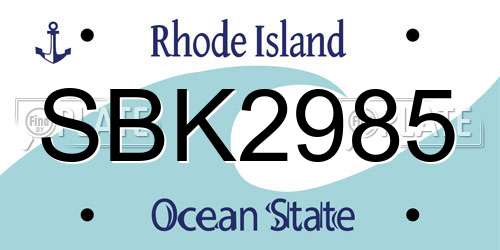 SBK2985 Rhode Island License Plate
