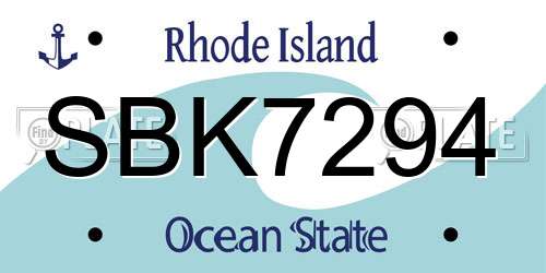 SBK7294 Rhode Island License Plate