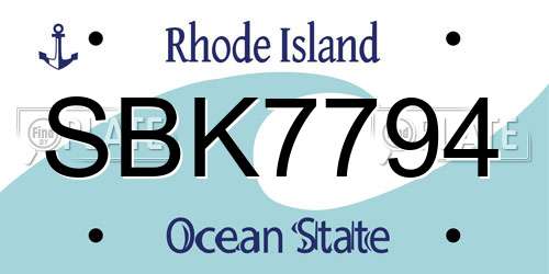 SBK7794 Rhode Island License Plate