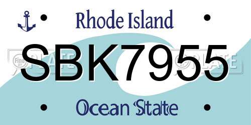 SBK7955 Rhode Island License Plate
