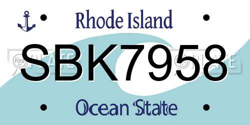 SBK7958 Rhode Island License Plate