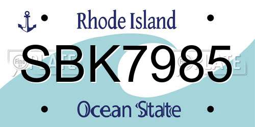 SBK7985 Rhode Island License Plate