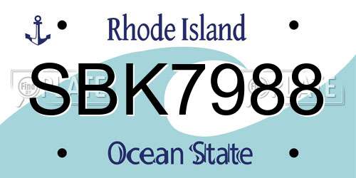 SBK7988 Rhode Island License Plate